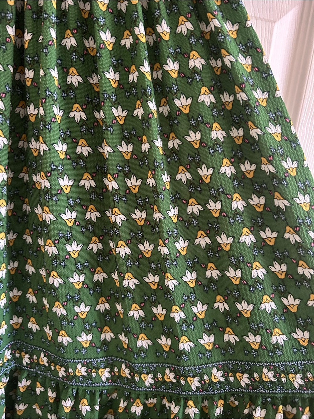 Max Studio Floral Ruffle-Trim Green and Yellow Size Small Maxi Dress - Picture 4 of 5